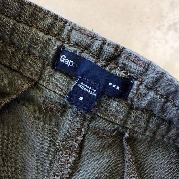 Gap Brown Green Linen Cotton Mid Rise Lightweight Drawstring Cargo Wide Leg Pant - Picture 6 of 6